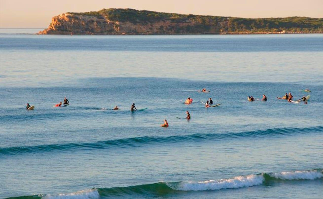 Surfers off the Bellarine coast near Geelong